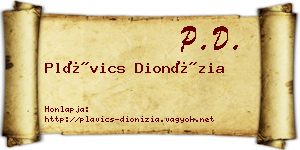 Plávics Dionízia névjegykártya